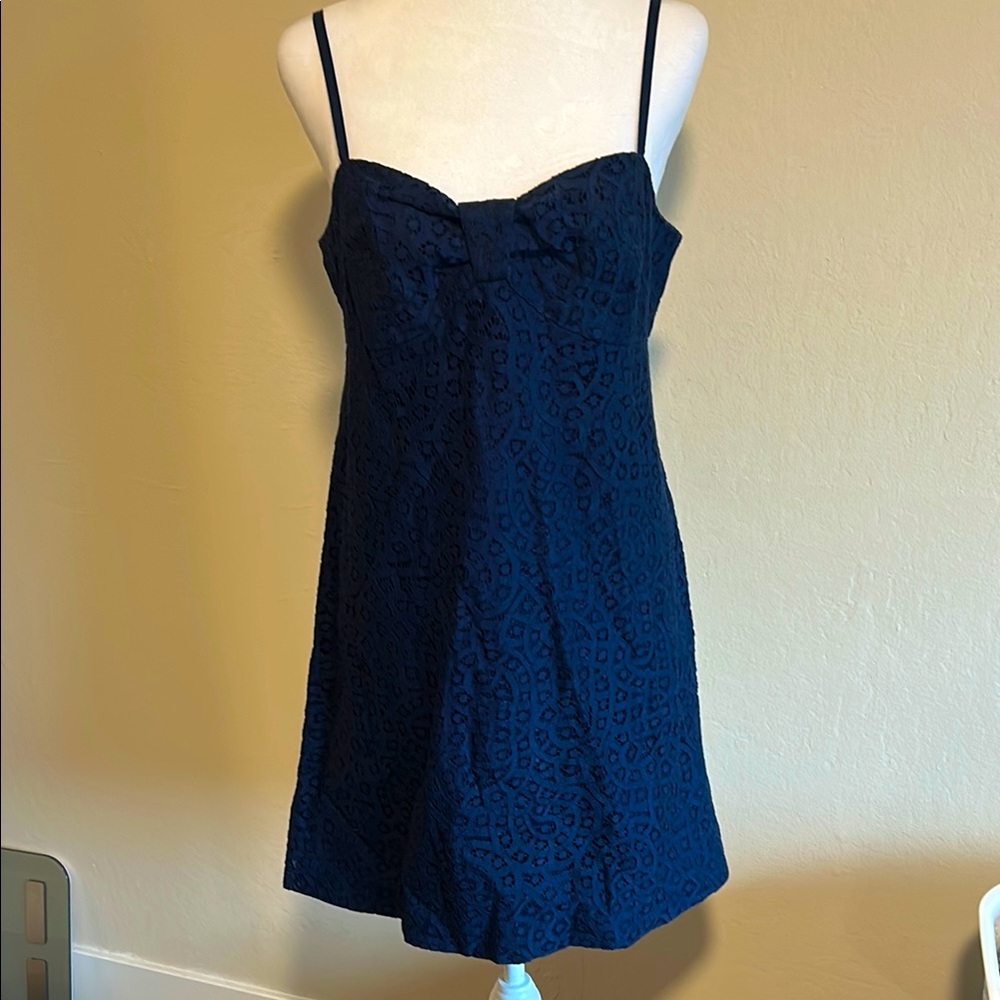 Lily Pulitzer Navy Lace Anchor Zip Midi Dress, Size 8